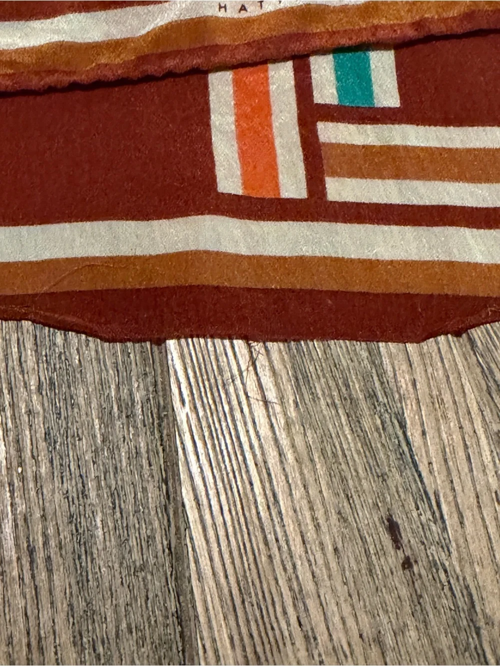 Vintage Hattie Carnegie Silk Scarf Mod Geometric Rust Orange MCM Fall color